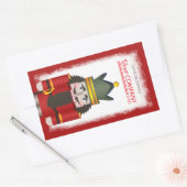 クリスマス 赤いナッツクラッカー会社のロゴ 長方形シール (封筒)