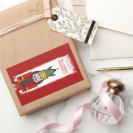 クリスマス 赤いナッツクラッカー会社のロゴ 長方形シール