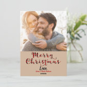 クリスマス　赤いバッファロープリントのホリデー写真 シーズンカード (スタンド正面)