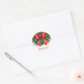 クリスマス 赤いリボンのベビーシャワーお礼 ラウンドシール (封筒)