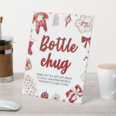 クリスマス 赤い冬のボトルチャグ ベイビーシャワー看板 台座サイン (インサイチュ)