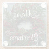 クリスマス 赤い実のリース ガラスコースター (裏面)