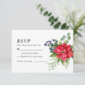 クリスマス 赤い実 ウェディングRSVP 出欠カード (スタンド正面)