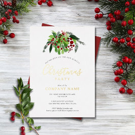 クリスマス 赤い実 ビジネス パーティー ゴールド 箔シーズンカード