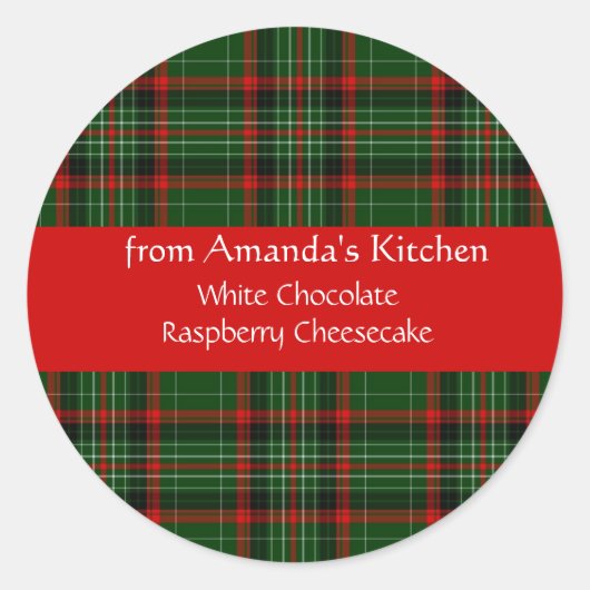 クリスマス,赤い格子縞,カスタム,ホリデーシール ラウンドシール (正面)