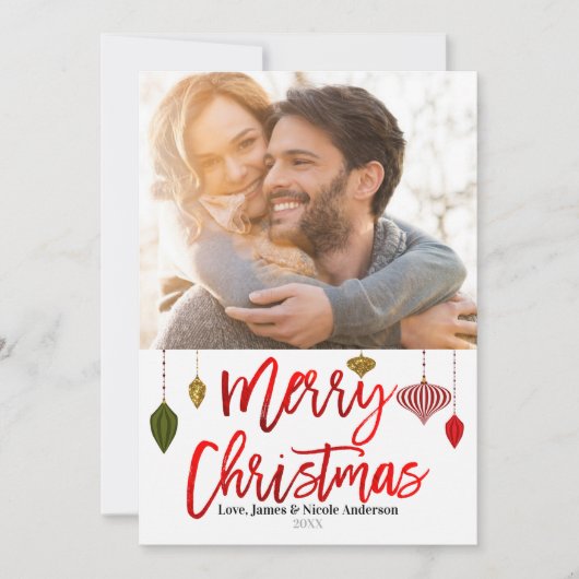 クリスマス 赤い箔 モダン オーナメント ホリデー 写真 (正面)