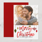 クリスマス 赤い箔 モダン オーナメント ホリデー 写真 (正面/裏面)