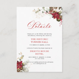 クリスマス 赤い花模様の結婚式の詳細 エンクロージャーカード