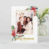 クリスマス 赤い花 ホリデー フォト 招待状 (スタンド正面)