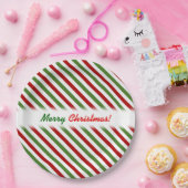 クリスマス; 赤く、白い及び緑の縞模様 ペーパープレート (パーティー)