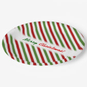 クリスマス; 赤く、白い及び緑の縞模様 ペーパープレート (アングル)