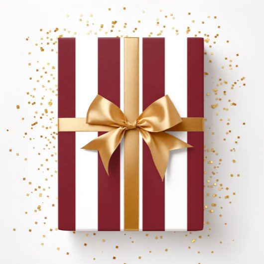クリスマス 赤と白のストライプ模様 ラッピングペーパー