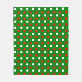クリスマス - 赤と白の水玉模様 フリースブランケット