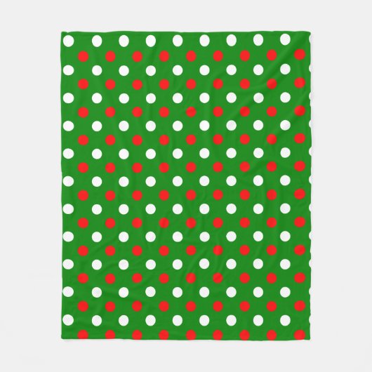 クリスマス - 赤と白の水玉模様 フリースブランケット (正面)