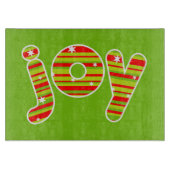 クリスマス、赤と緑のでのJOY ストライプ カッティングボード (正面)