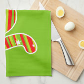 クリスマス、赤と緑のでのJOY ストライプ キッチンタオル (四つ折り)