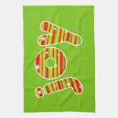 クリスマス、赤と緑のでのJOY ストライプ キッチンタオル (縦)