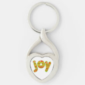 クリスマス、赤と緑のでのJOY ストライプ キーホルダー (正面)