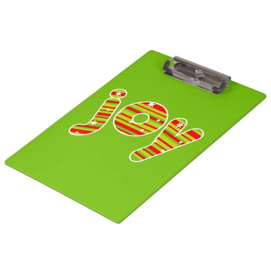 クリスマス、赤と緑のでのJOY ストライプ クリップボード (アングル)