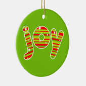 クリスマス、赤と緑のでのJOY ストライプ セラミックオーナメント (右)