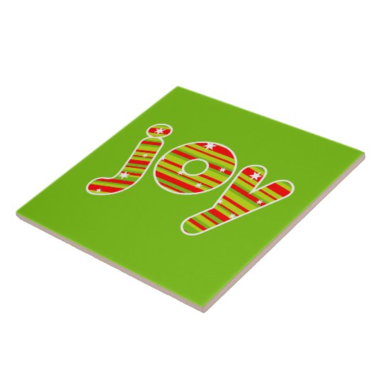 クリスマス、赤と緑のでのJOY ストライプ タイル (側面)
