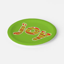 クリスマス、赤と緑のでのJOY ストライプ ペーパープレート