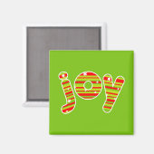 クリスマス、赤と緑のでのJOY ストライプ マグネット (正面/裏面)