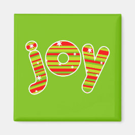 クリスマス、赤と緑のでのJOY ストライプ マグネット