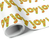 クリスマス、赤と緑のでのJOY ストライプ ラッピングペーパー (ロールコーナー)