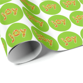 クリスマス、赤と緑のでのJOY ストライプ ラッピングペーパー