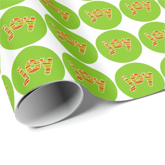 クリスマス、赤と緑のでのJOY ストライプ ラッピングペーパー (ロールコーナー)