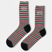 クリスマス 赤と緑のストライプ ホリデーソックス ソックス (左)