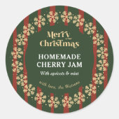 クリスマス 赤と緑のストライプ 手作りギフト ラウンドシール (正面)