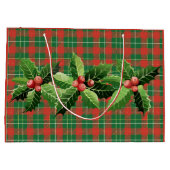 クリスマス 赤と緑のチェック柄 リース付き ラージペーパーバッグ (裏面)