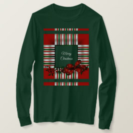 クリスマス 赤と緑のチェック柄 Tシャツ