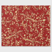 クリスマス(赤と金ゴールド) ラッピングペーパー (フラット)