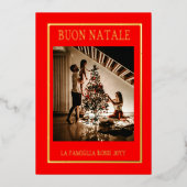 クリスマス 赤と金 シンプル モダン フォト 箔シーズンカード (正面)