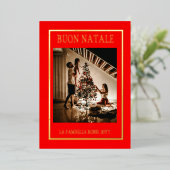 クリスマス 赤と金 シンプル モダン フォト 箔シーズンカード (立ち正面)