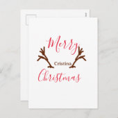 クリスマス 赤茶色のトナカイの角 ホリデー テ (正面/裏面)