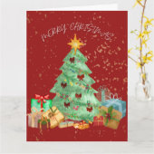 クリスマス（赤）カード カード (黄色い花)