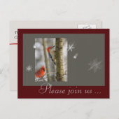 クリスマス 赤 グレー 鳥 カーディナル ウッドペッカー (正面/裏面)