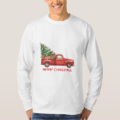 クリスマス 赤 トラック ツリー 運搬 Tシャツ (正面)