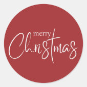 クリスマス 赤 モダン ホリデー ラウンドシール (正面)