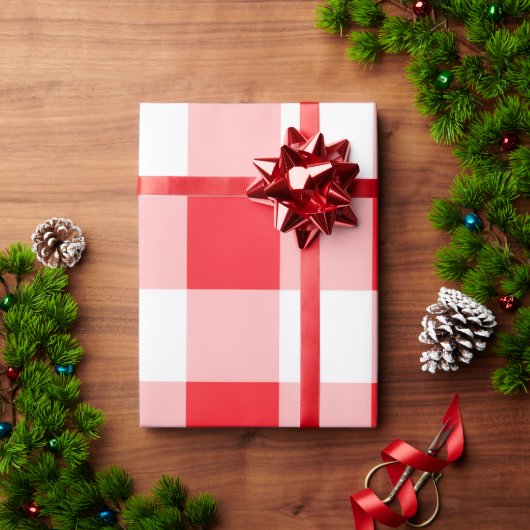 クリスマス 赤 白 チェック ラッピングペーパー (クリスマスギフト)