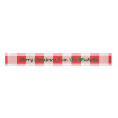 クリスマス 赤 白 チェック NAME サテンリボン (正面)