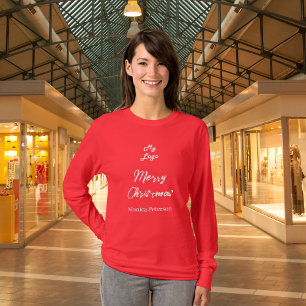 クリスマス 赤 白 ビジネス ロゴ 名前 署名 Tシャツ