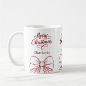 クリスマス 赤 白 リボン 手描き文字 コーヒーマグカップ (左)
