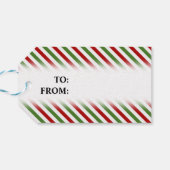 クリスマス、赤、白、緑のパターストライプのン ギフトタグ (裏面横)