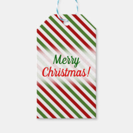クリスマス、赤、白、緑のパターストライプのン ギフトタグ