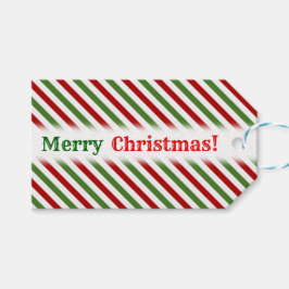 クリスマス、赤、白、緑のパターストライプのン ギフトタグ